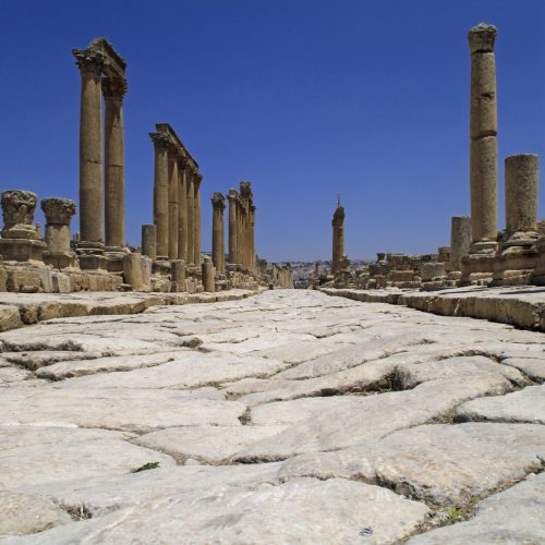 Towers of the ancient archeological site in Jordan